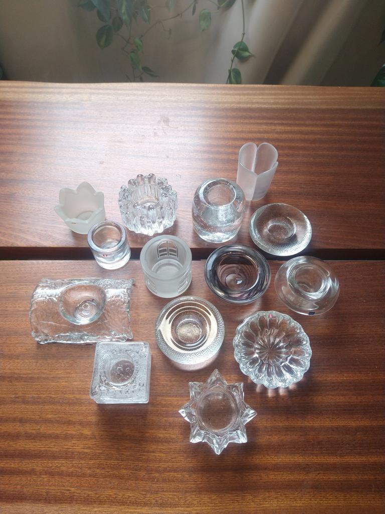 Iittala, Kosta Boda, Pukeberg waxinelichthouders 14x, Ophalen of Verzenden