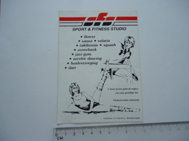 sticker oud Tafeltennis Mierlo-hout sportschool aerobic dans, Verzenden, Zo goed als nieuw, Bedrijf of Vereniging