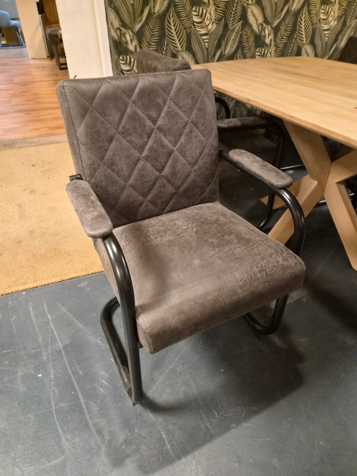 4x leren eetkamerstoelen yacht leer antraciet, Tuin en Terras, Ophalen, Nieuw