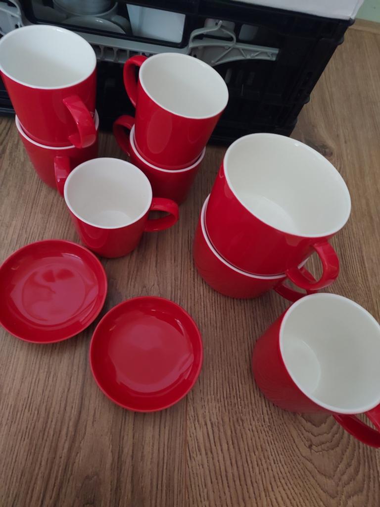 Hema aardewerk  rood servies, Ophalen, Zo goed als nieuw, Effen, Aardewerk