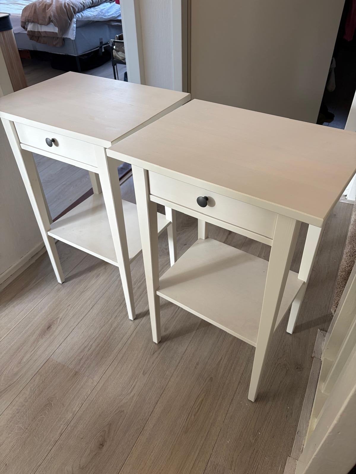 IKEA HEMNES Set van 2 witte nachtkastjes met lade en plank, Ophalen, Minder dan 55 cm, Gebruikt, 60 cm of meer