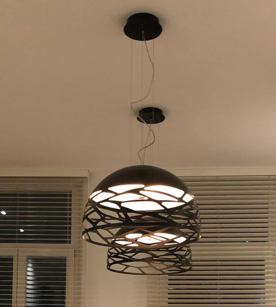 Kelly Dome hanglampen (2 stuks) - Medium 60cm - Mat Zwart, Gebruikt, Ophalen of Verzenden, Modern, Minder dan 50 cm