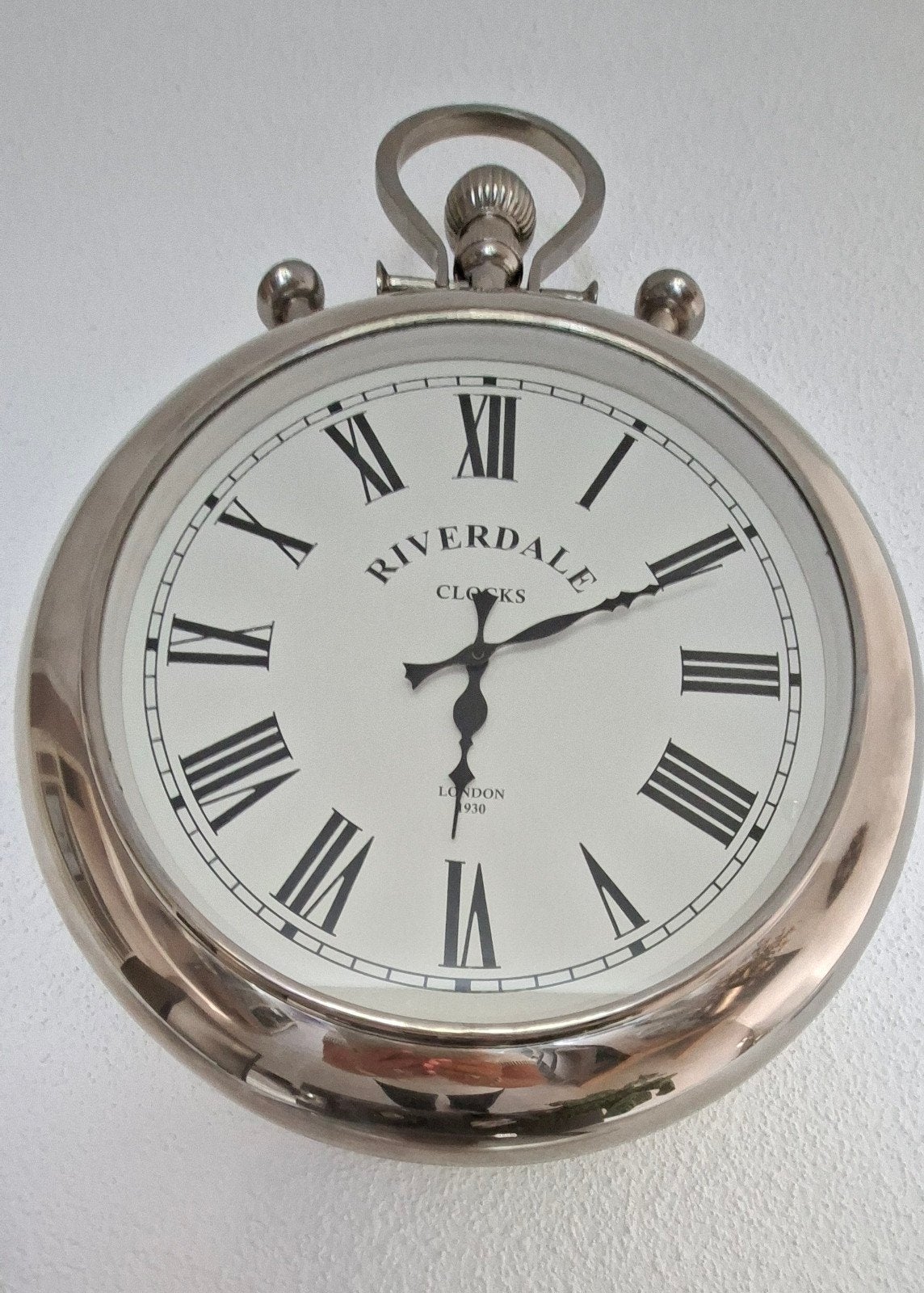 Riverdale wandklok - 45 cm diagonaal, Ophalen, Analoog, Zilver, Overige merken
