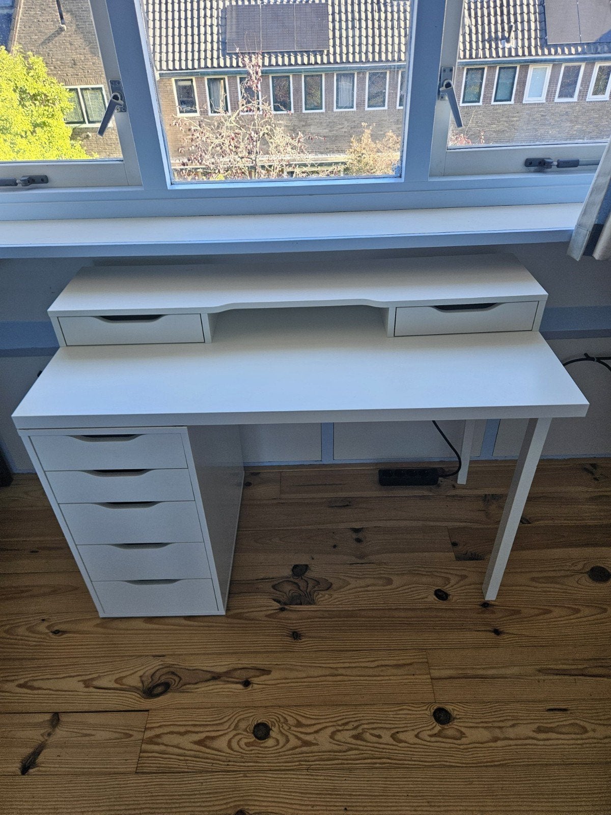 IKEA Lagkapten / Alex wit bureau 120x60 cm (zonder ladeblok), Ophalen, Opbergruimte, Gebruikt, Spaanplaat of MDF