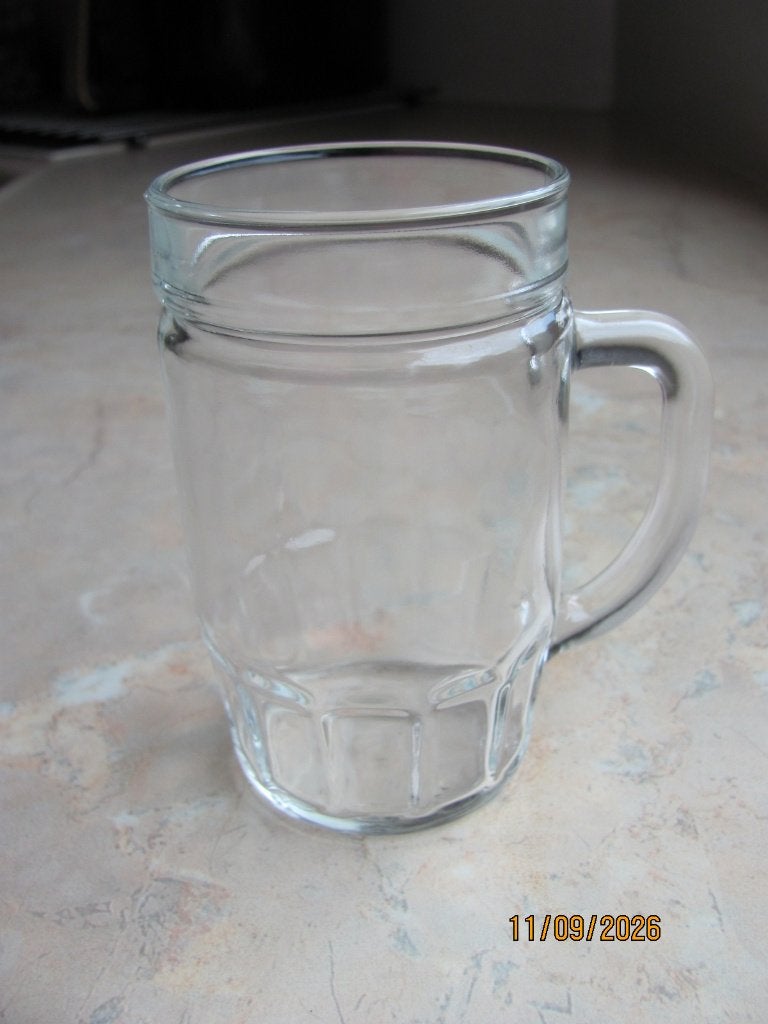 VINTAGE helder glazen PUL kleine bierpul dik GLAS 1984 IZGS, Ophalen of Verzenden, Zo goed als nieuw, Overige typen