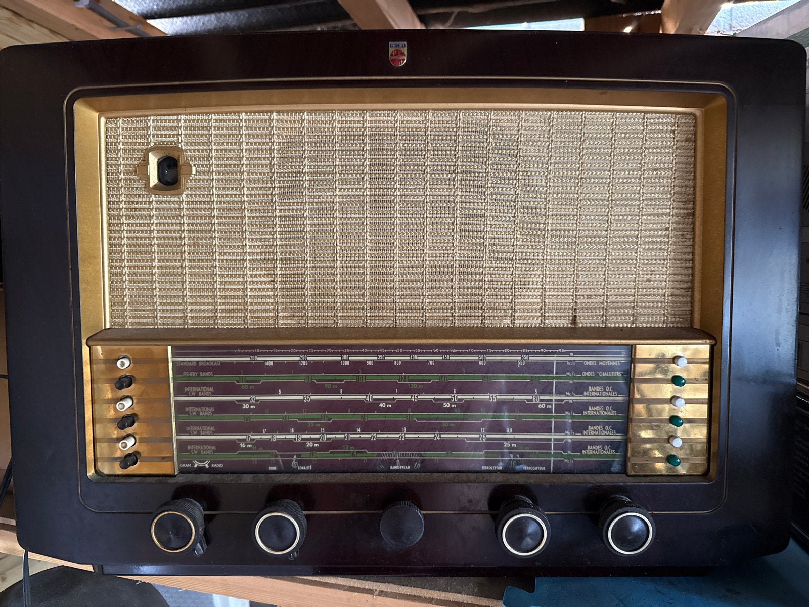 Vintage Philips buizenradio -, Ophalen, Gebruikt, Radio