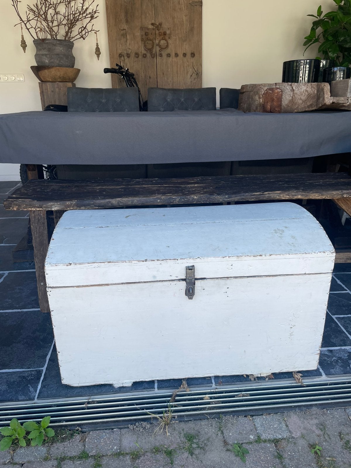 Witte opbergkist speelgoedkist houtkist, Ophalen, Zo goed als nieuw, 50 tot 100 cm, 75 tot 100 cm
