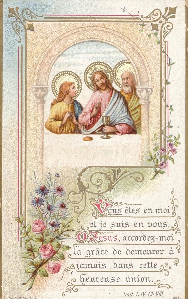 Prachtig devotie prentje De Emmausgangers, Ophalen of Verzenden, Zo goed als nieuw, Kaart of Prent, Christendom | Katholiek
