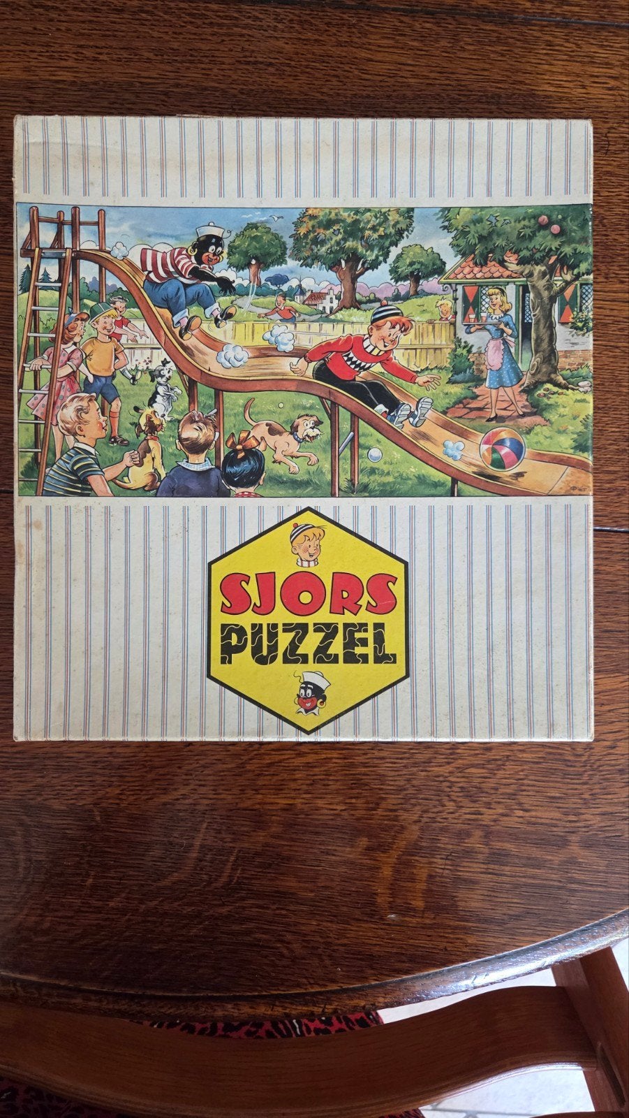Vintage Sjors Puzzel: Sjors en Sjimmie in de speeltuin, Ophalen of Verzenden, Minder dan 500 stukjes, Gebruikt, Legpuzzel