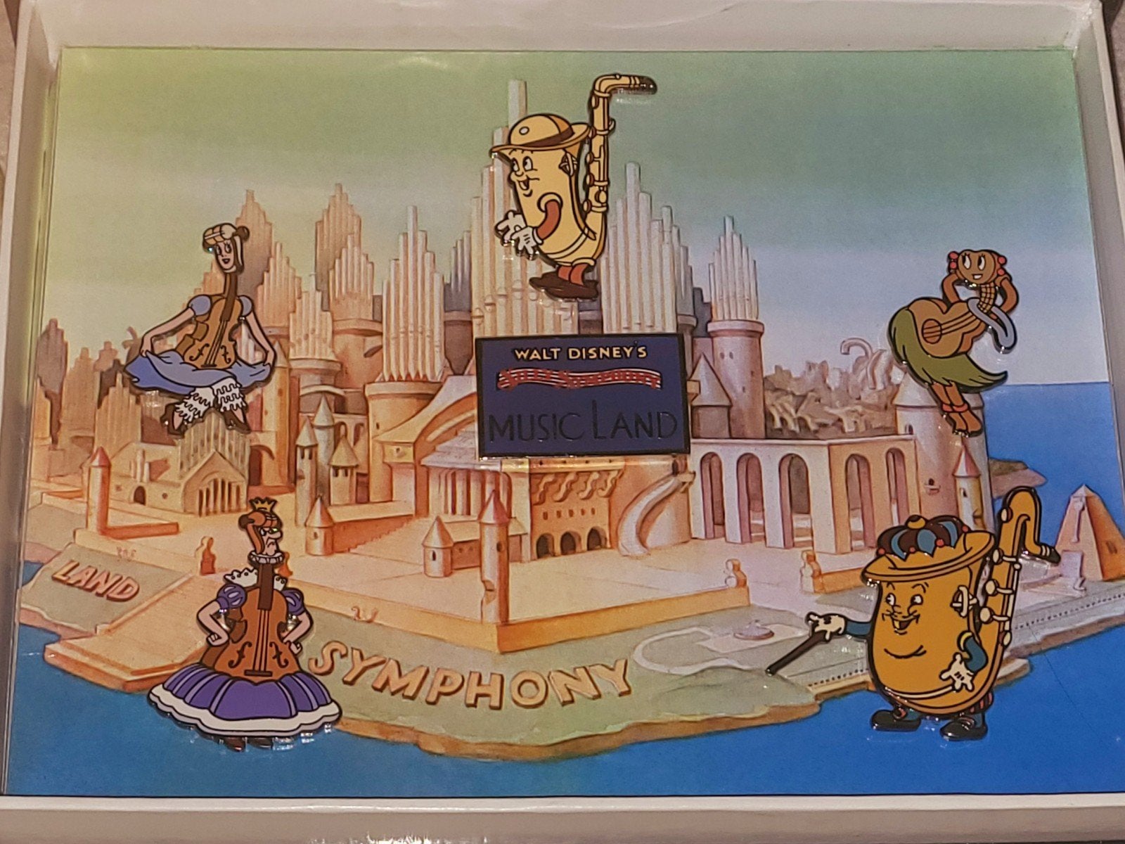 UNIEKE MINT DISNEY SILLY SYMPHONY MUSIC LAND PIN BOX SET !, Verzamelen, Verzenden, Mickey Mouse, Nieuw, Overige typen