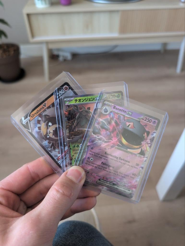 Pokémon Kaarten: Ursaluna V, Chien-Pao ex, Banette ex, Ophalen of Verzenden, Zo goed als nieuw, Meerdere kaarten