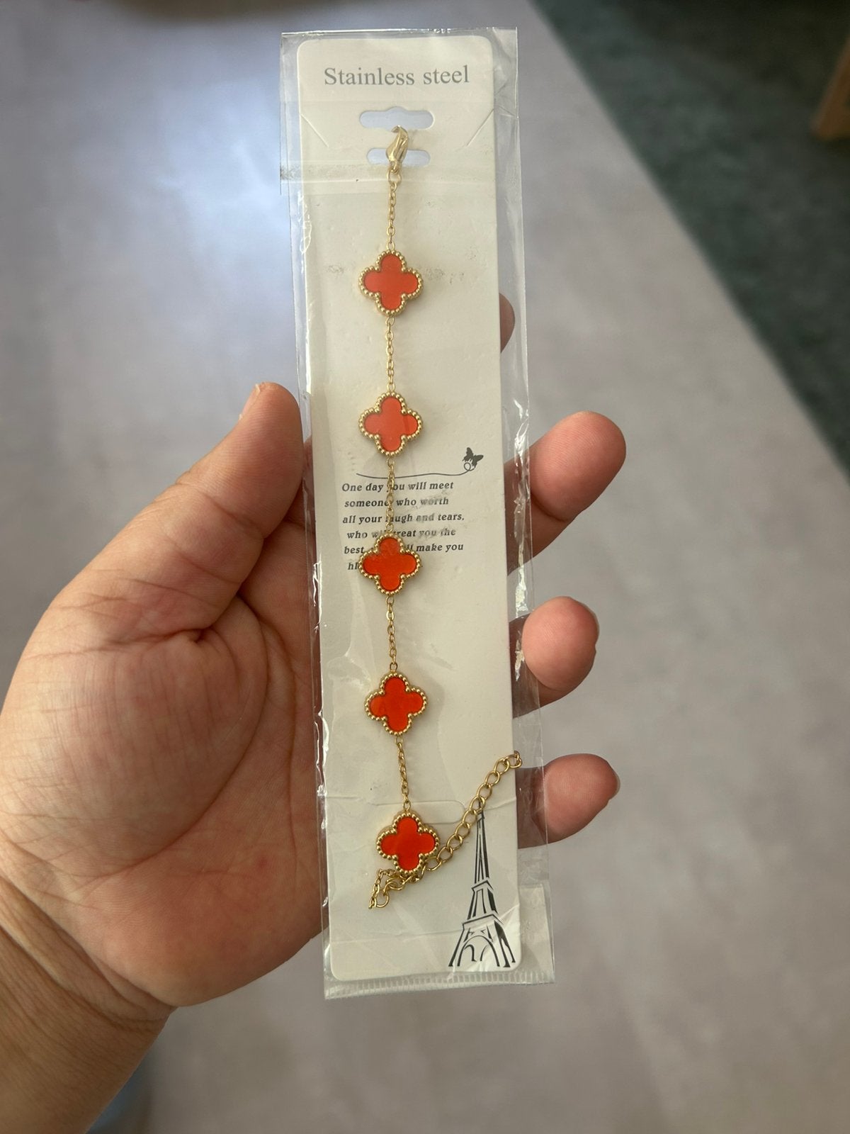 Van Cleef geinspireerd armband in oranje, Verzenden, Nieuw