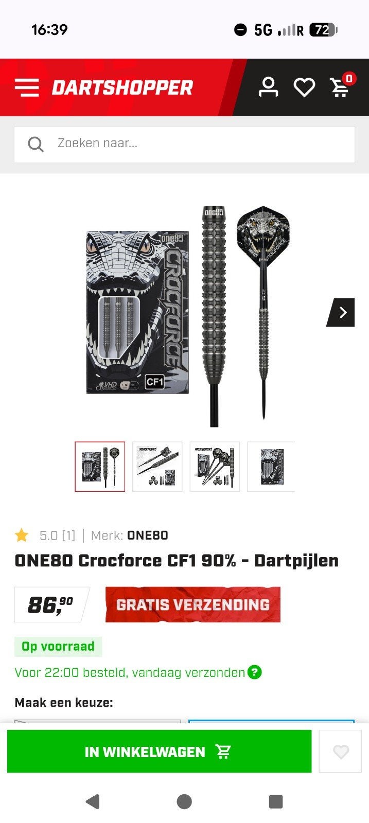 ONE80 Darts (24 gram), Ophalen of Verzenden, Zo goed als nieuw, Pijlen