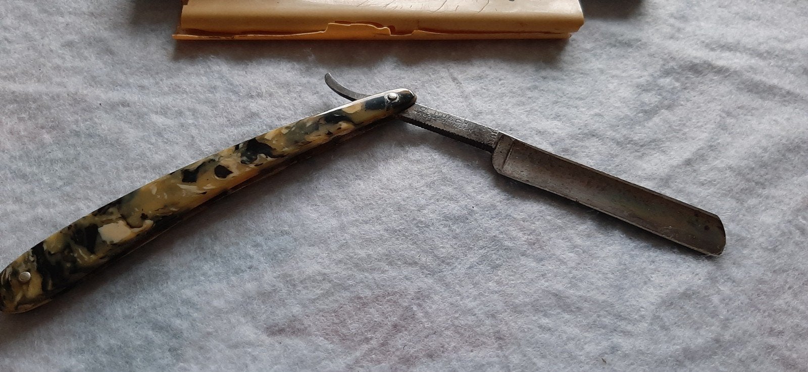 Unieke vintage scheerset: C. Busch Goldfinch & F. Herder Sol, Antiek en Kunst, Ophalen of Verzenden