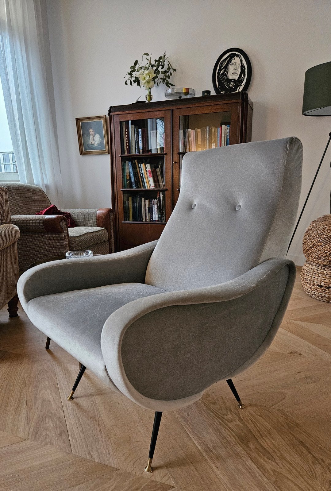 Fauteuil naar midcentury "Lady Chair" Marco Zanuso italian d, Ophalen, Gebruikt, 75 tot 100 cm, Italiaans