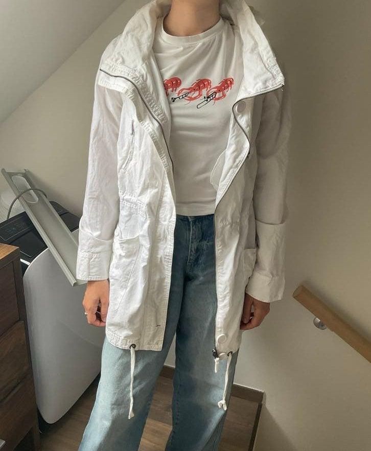 Witte Pimkie parka jas met capuchon, maat M, Ophalen of Verzenden, Zo goed als nieuw, Maat 38/40 (M), Wit