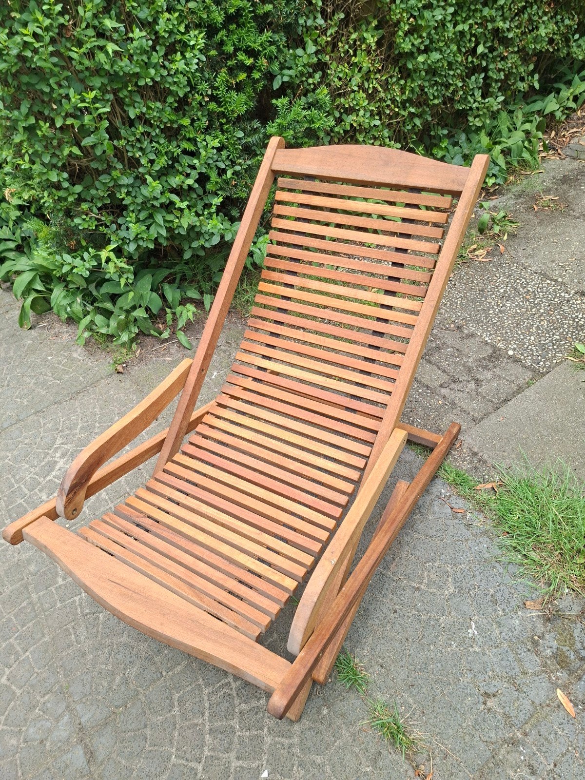 Houten verstelbare ligstoel - ScanCom, Ophalen of Verzenden, Gebruikt, Hout, Inklapbaar