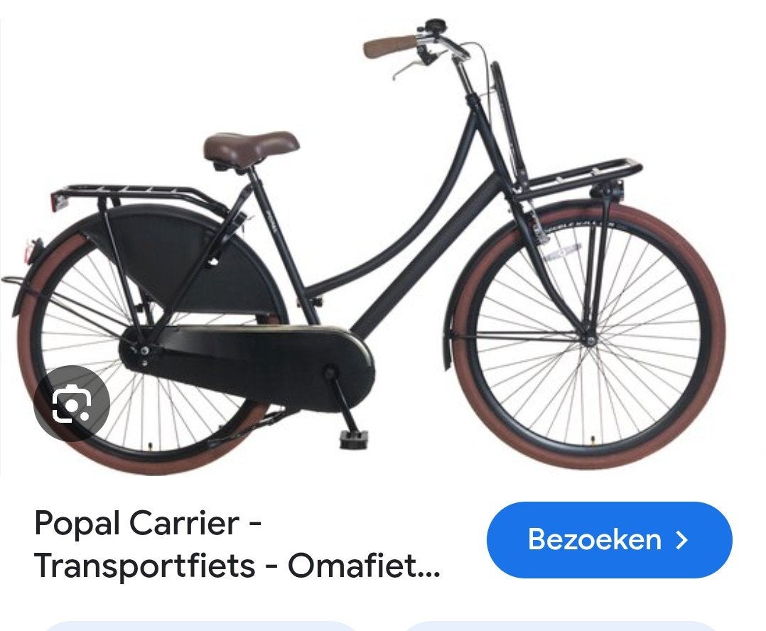 Popal Carrier Transportfiets - Omafiets Zwart, Ophalen, Terugtraprem, Handrem, Popal Carrier