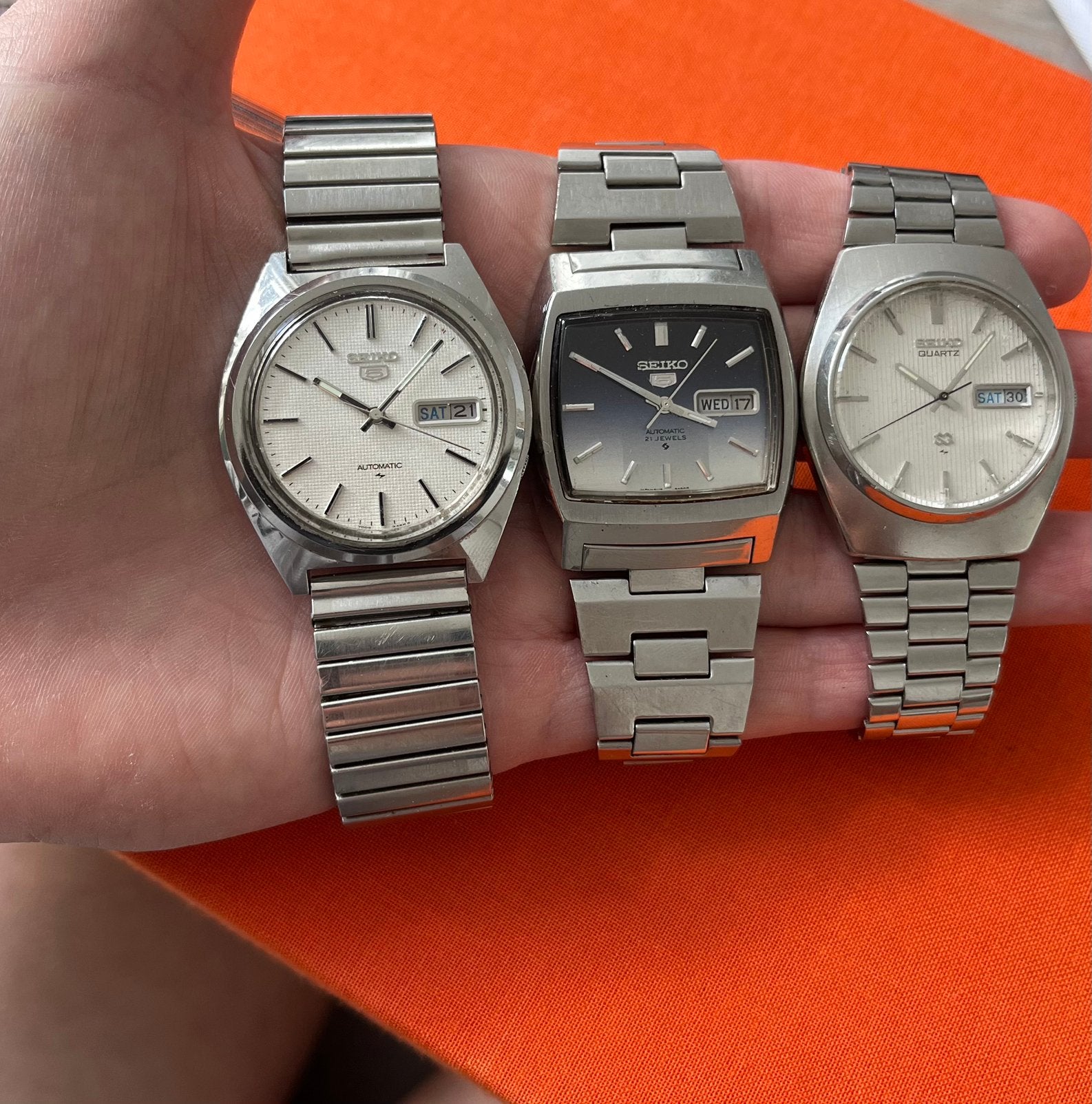3x oud Seiko polshorloges, Sieraden, Tassen en Uiterlijk, Horloges | Antiek, Ophalen of Verzenden, Staal, Seiko, 1960 of later