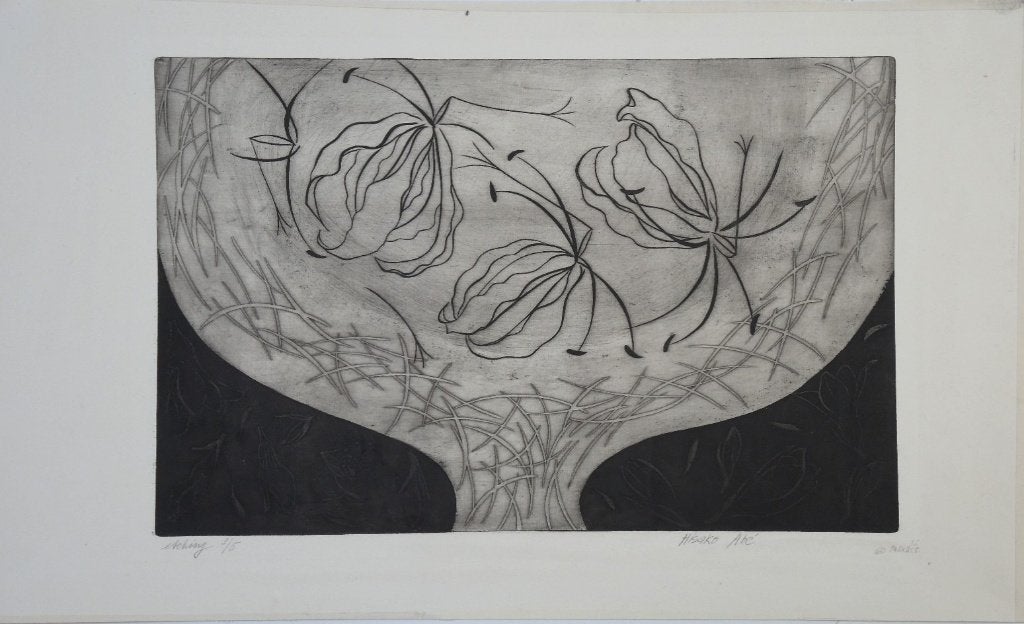 Hisako Abe ets aquatint "Etching", gesigneerd, genummerd 3/5, Ophalen, Minder dan 50 cm, Oorspronkelijke maker, Overige typen