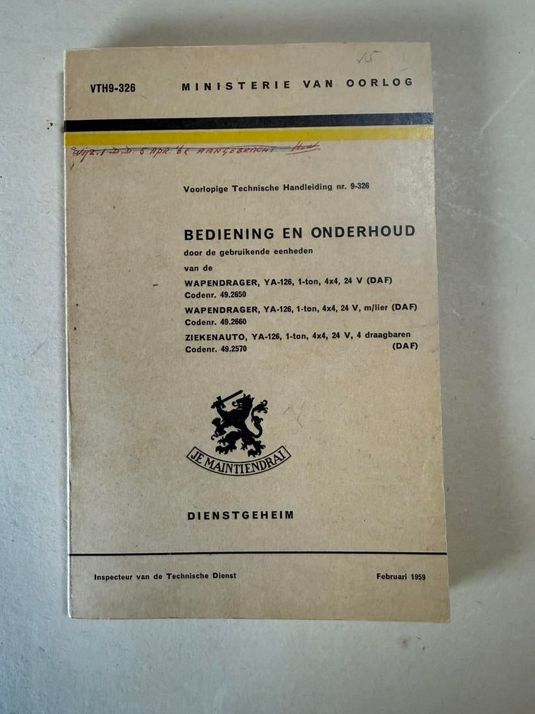 DAF YA 126 1 tonner, Ophalen of Verzenden, Landmacht, Nederland, Boek of Tijdschrift