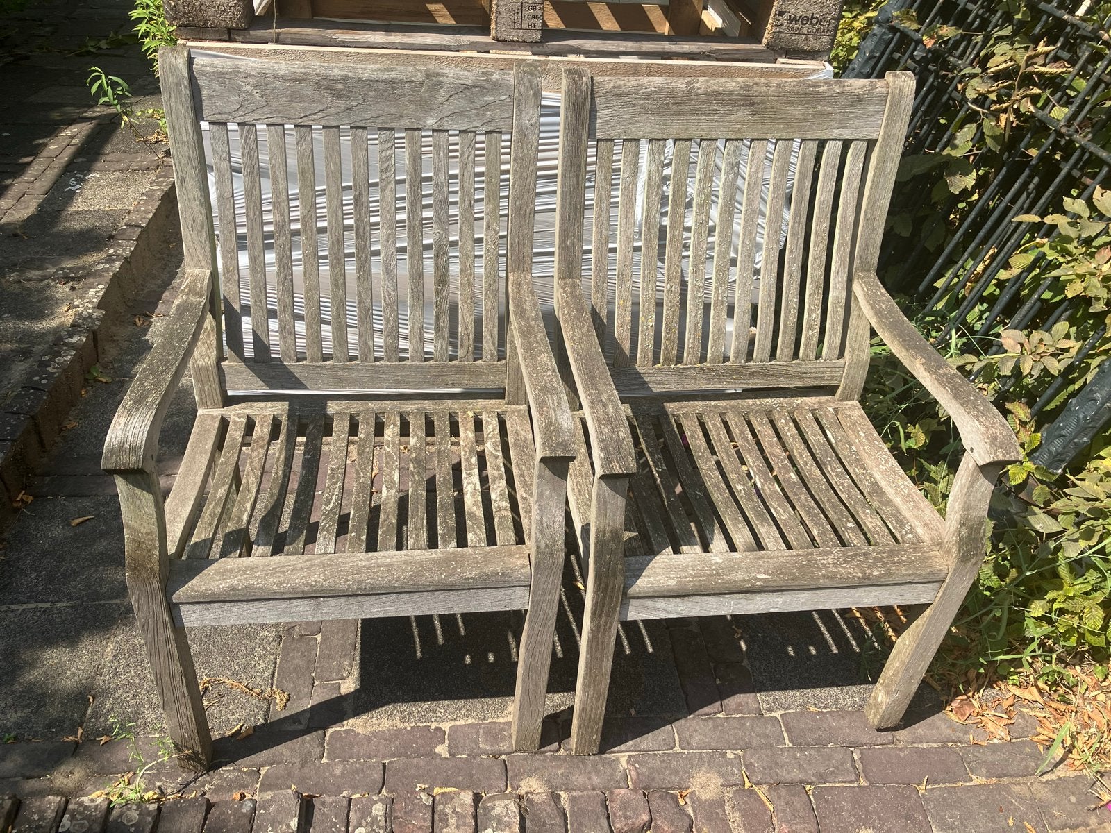 Twee Teakhouten Tuinbanken - Gebruikt, Tuin en Terras, Ophalen, Gebruikt, Teakhout
