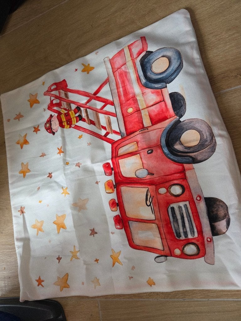 Brandweer kussenhoesje, Ophalen, Nieuw, Wit, Vierkant