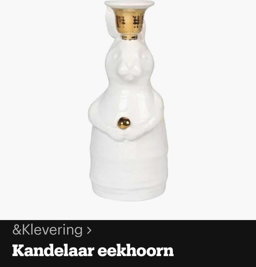&Klevering kandelaar eekhoorn, Huis en Inrichting, Overige materialen, Wit, Ophalen of Verzenden, Zo goed als nieuw