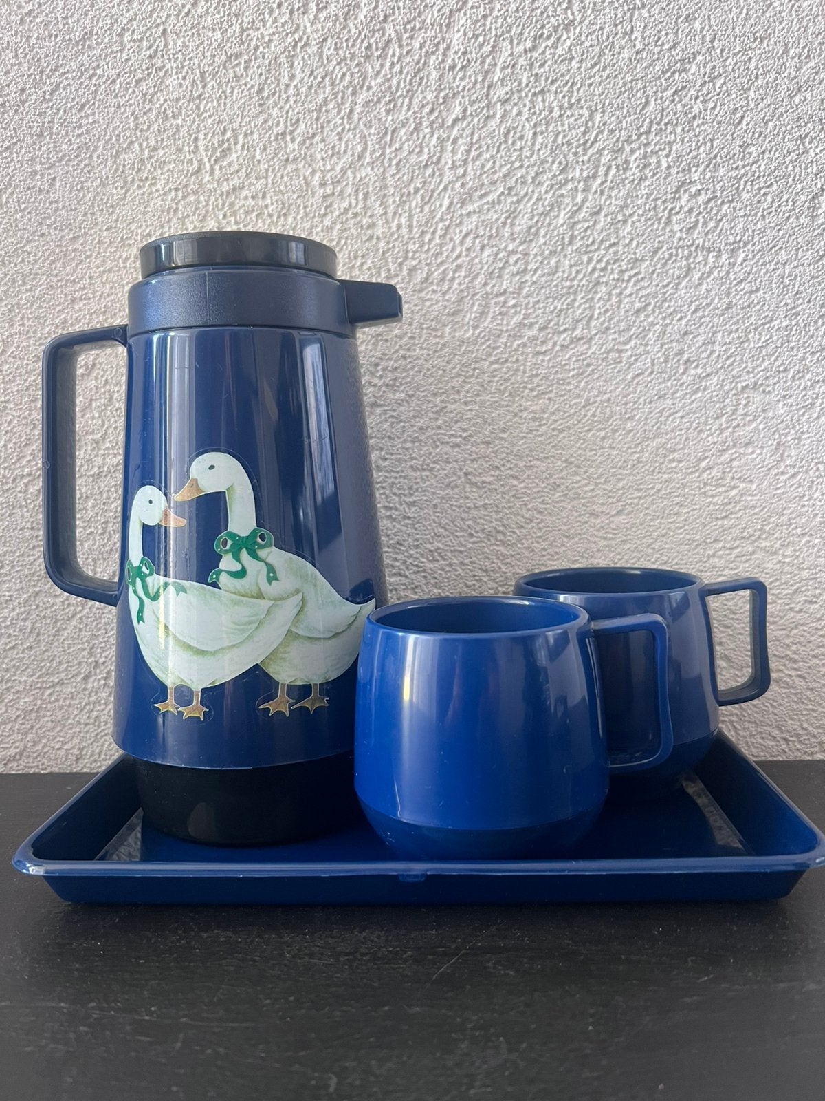 Vintage Thermoskan met 2 Mokken en Dienblad - Ganzen Design, Ophalen of Verzenden, Nieuw