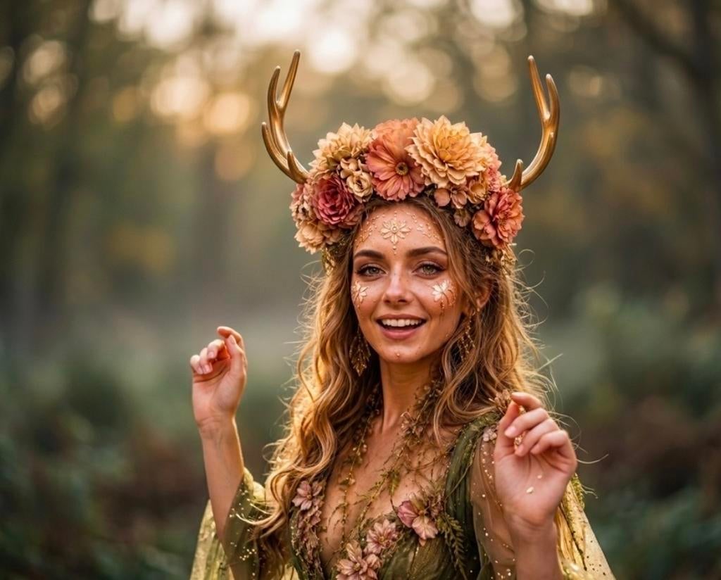 Haarbeugel met gouden gewei Bloemfetti, Kleding | Dames, Carnavalskleding en Feestkleding, Nieuw, Carnaval, Ophalen of Verzenden