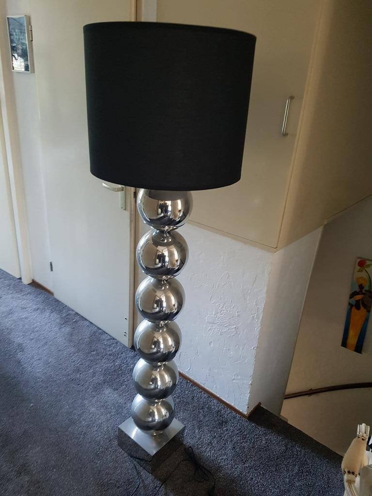Zilveren vloerlamp met bollen I zware voet I Dimmer, Ophalen of Verzenden, Zo goed als nieuw, Kuster, 150 tot 200 cm