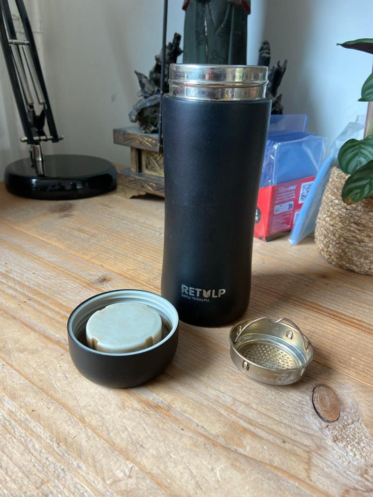 Retulp Luxe Metalen Theethermosfles - Zwart, Ophalen of Verzenden, Zwart, Metaal, Overige merken