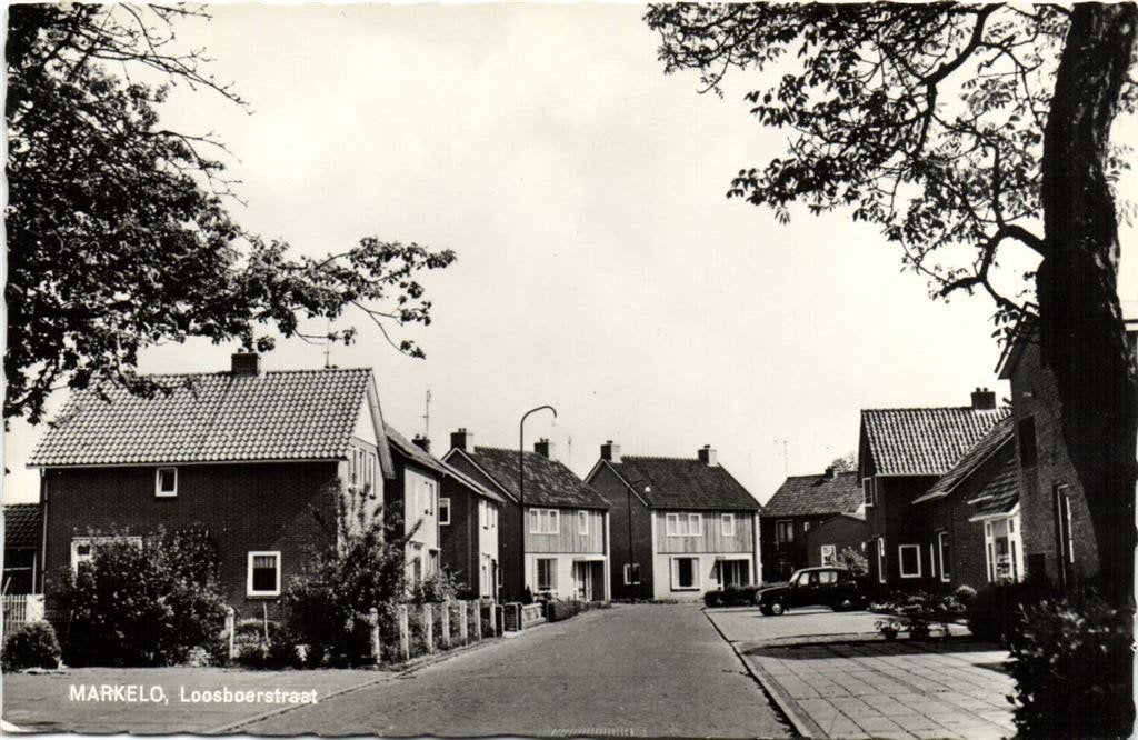 Markelo, Loosboerstraat - auto - ongelopen, Ophalen of Verzenden, 1960 tot 1980, Ongelopen, Overijssel