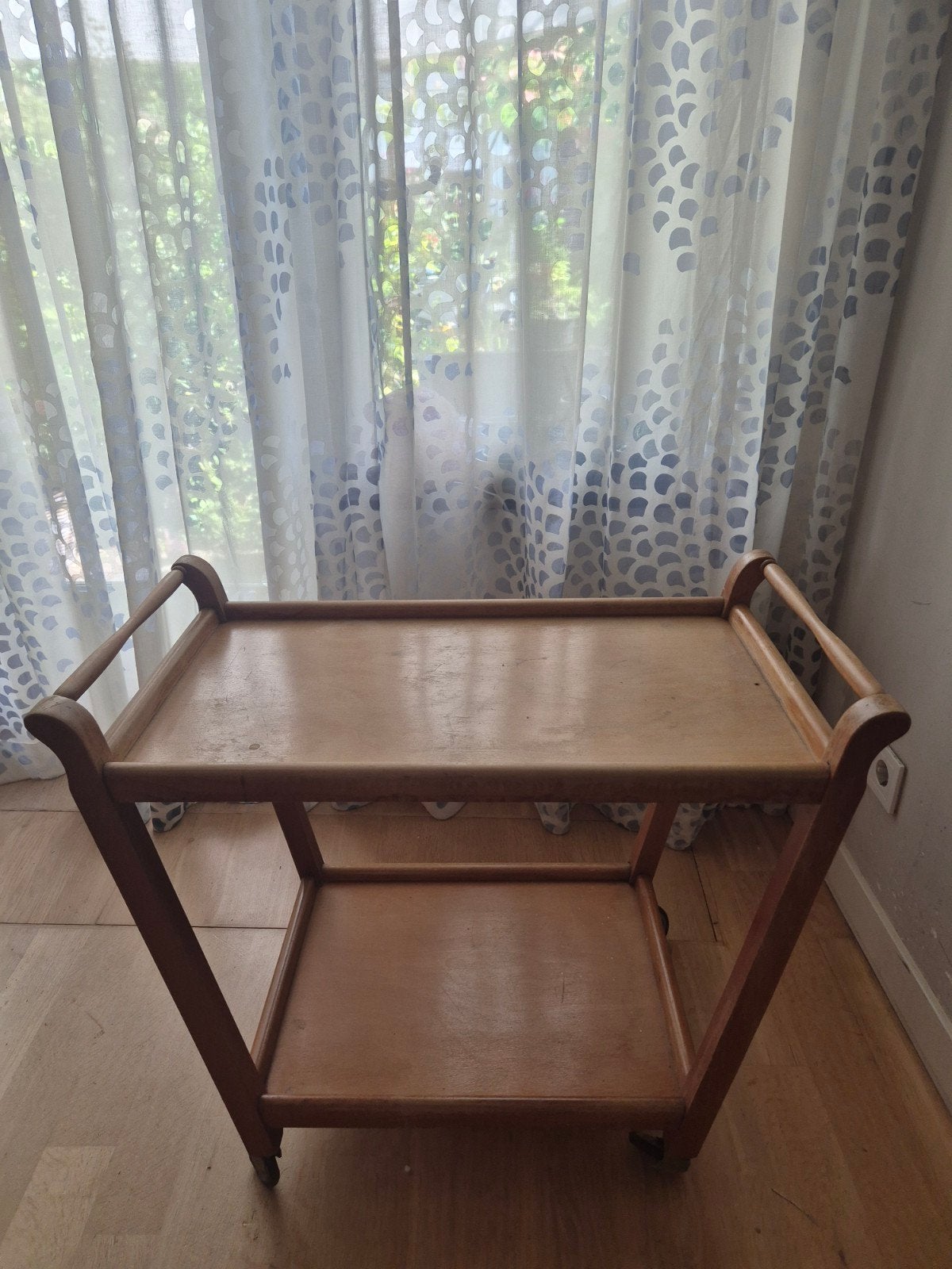 Vintage houten serveerwagen op wielen theewagen '50-'60, Ophalen