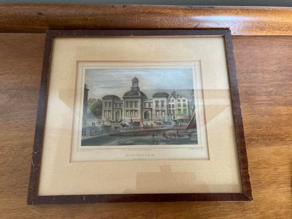 Antieke prent 'Rotterdam. De Beurs.' - G.G. Lange, Ophalen of Verzenden