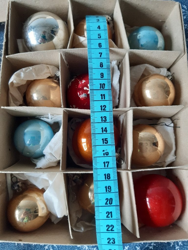 Oude kleine gekleurde kerstballen, Diversen, Kerst, Ophalen of Verzenden, Gebruikt