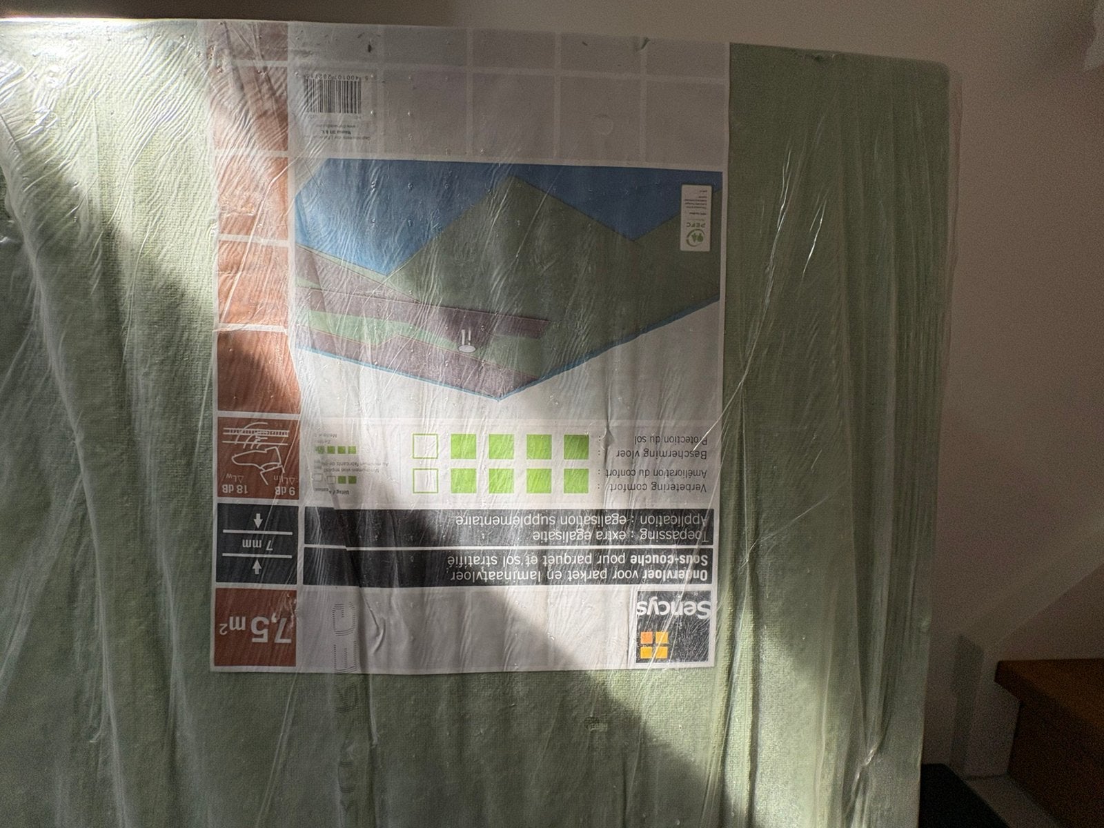 Sencys ondervloer voor laminaat 20 m2 ongebruikt., Ophalen, Overige materialen, 4 tot 8 cm, Nieuw