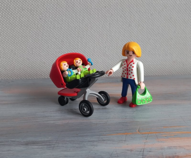 Playmobil 5573 - Moeder met Tweeling Kinderwagen en Baby's, Kinderen en Baby's, Complete set, Ophalen of Verzenden, Zo goed als nieuw