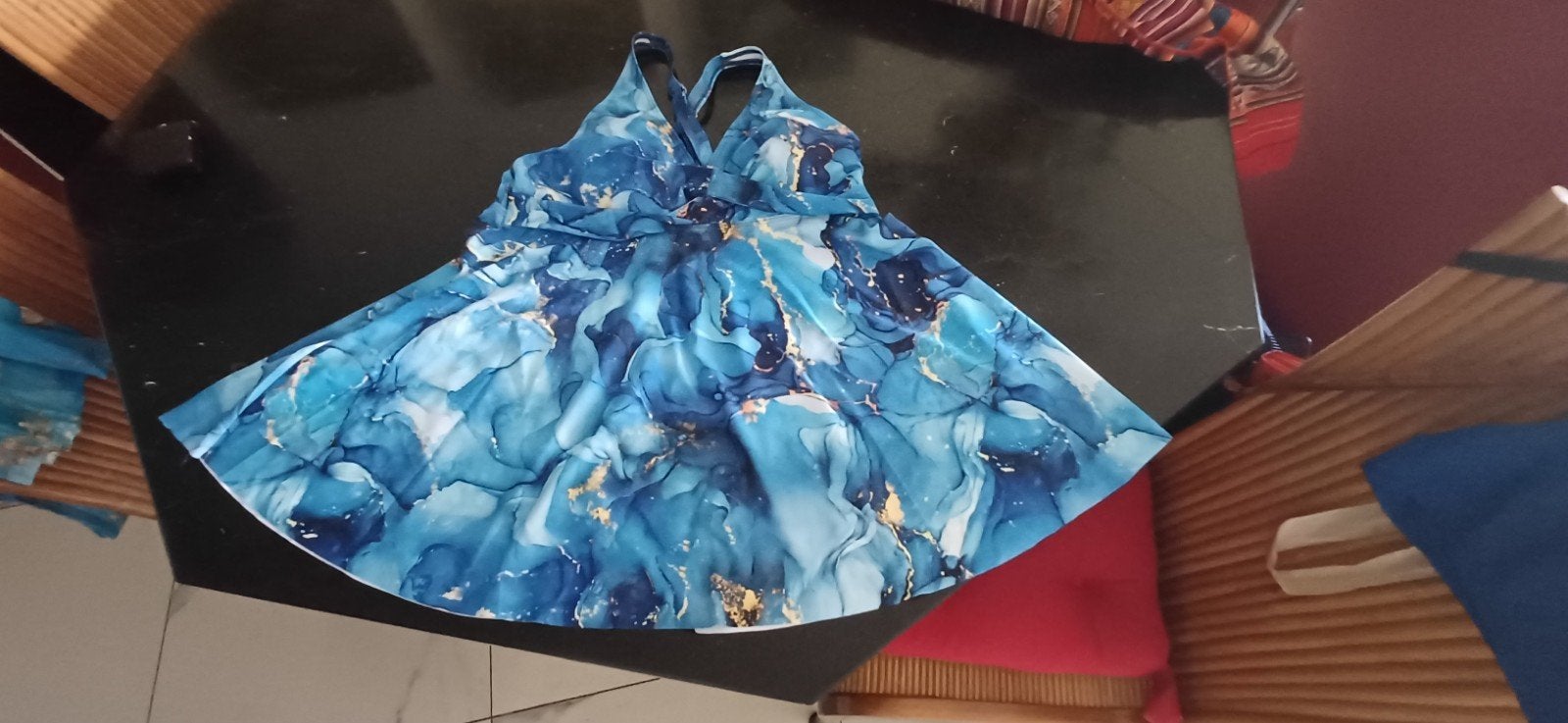 Blauwe tankini met strandjurk  maat 44, Ophalen of Verzenden