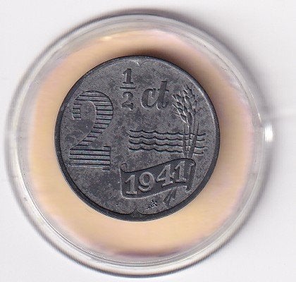 2 1/2 Cent 1941  Prachtig   zink, Verzenden, Koningin Wilhelmina, Overige waardes, Losse munt