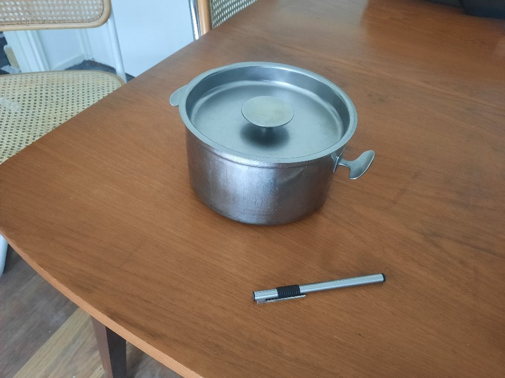 Gero Zilmeta 2L pan door Dick Simonis, Huis en Inrichting, Gebruikt, Ophalen of Verzenden, Rvs, Met deksel