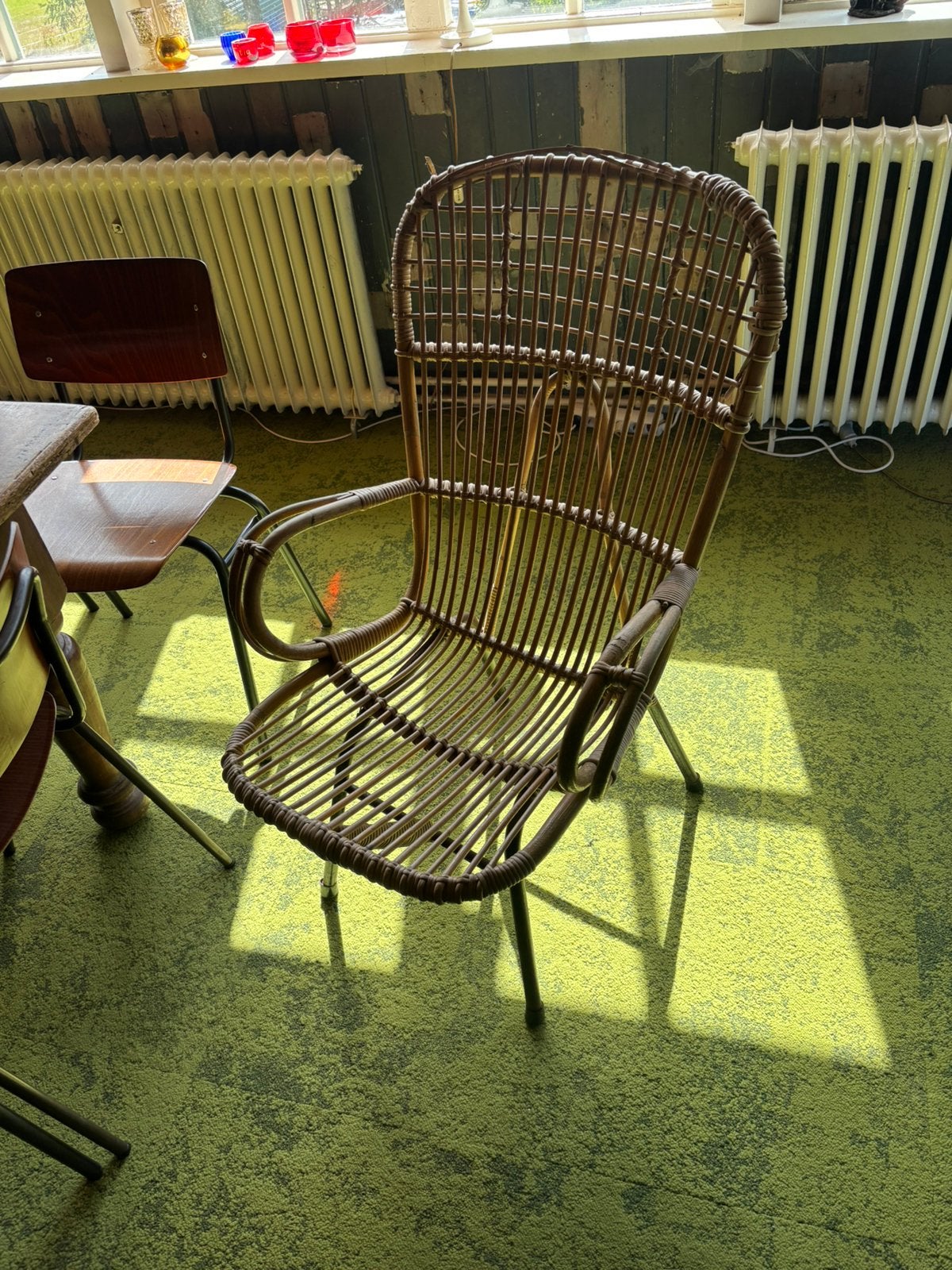 Rotanstoelen riet vintage, Huis en Inrichting, Stoelen, Ophalen, Gebruikt, Bruin, Vier