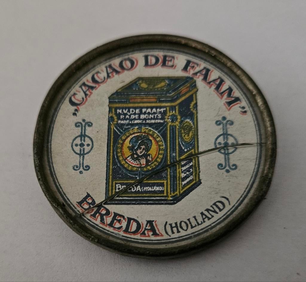Oud Reclame Spiegeltje Cacao De Faam Breda, Verzamelen, Verzenden, Gebruikt, Gebruiksvoorwerp
