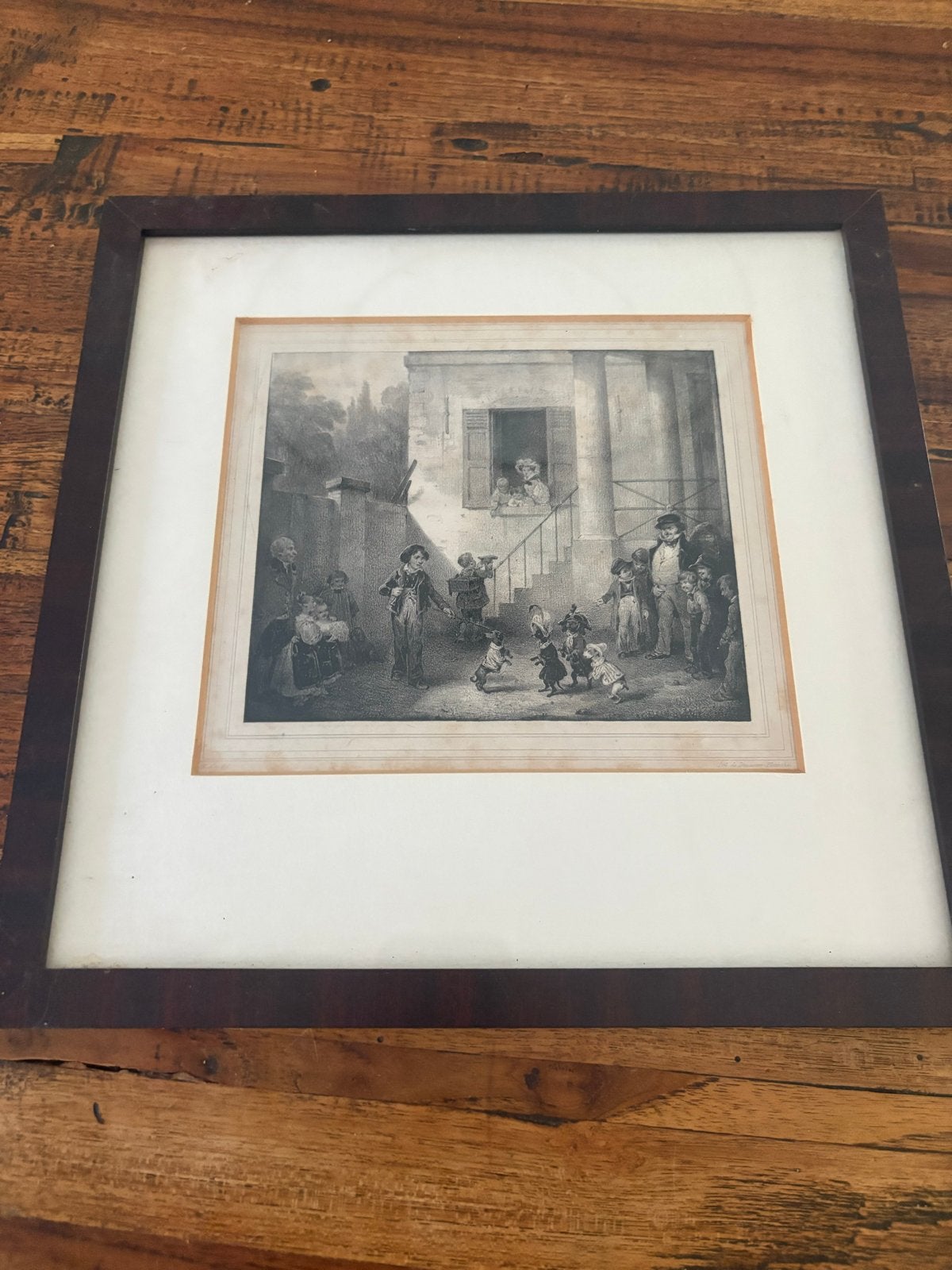 Litho: Litho de geleerde hond - Antieke prent, Antiek en Kunst, 28 cm, 1800 - 1899, Ophalen of Verzenden, 28 cm