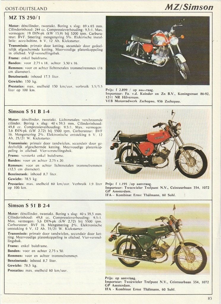 Vintage knipsel 1981 Simson S51 MZTS250 Oost-Duitse brommers, Verzenden, Overige typen