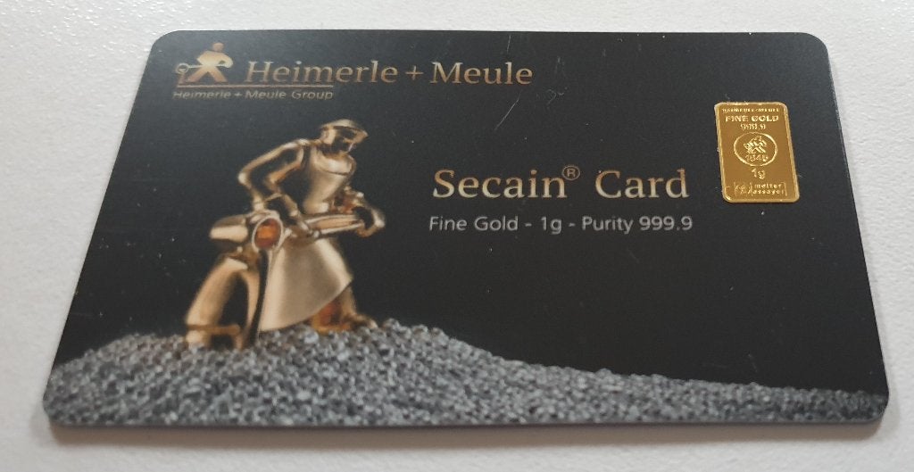 Heimerle en Meule 1 gram .999 goud in certi-card, Ophalen of Verzenden, Goud