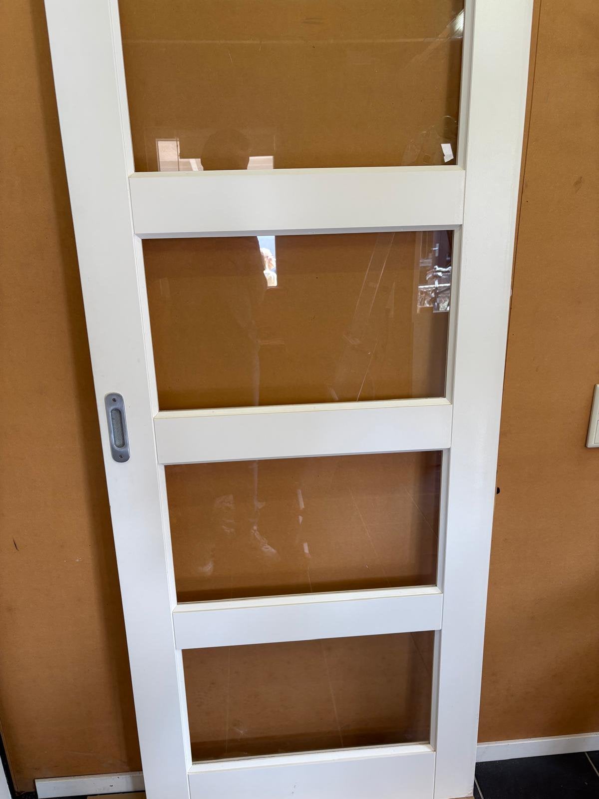 Binnenschuifdeur met glas 200x83 cm, Ophalen, Gebruikt, 80 tot 100 cm, Binnendeur