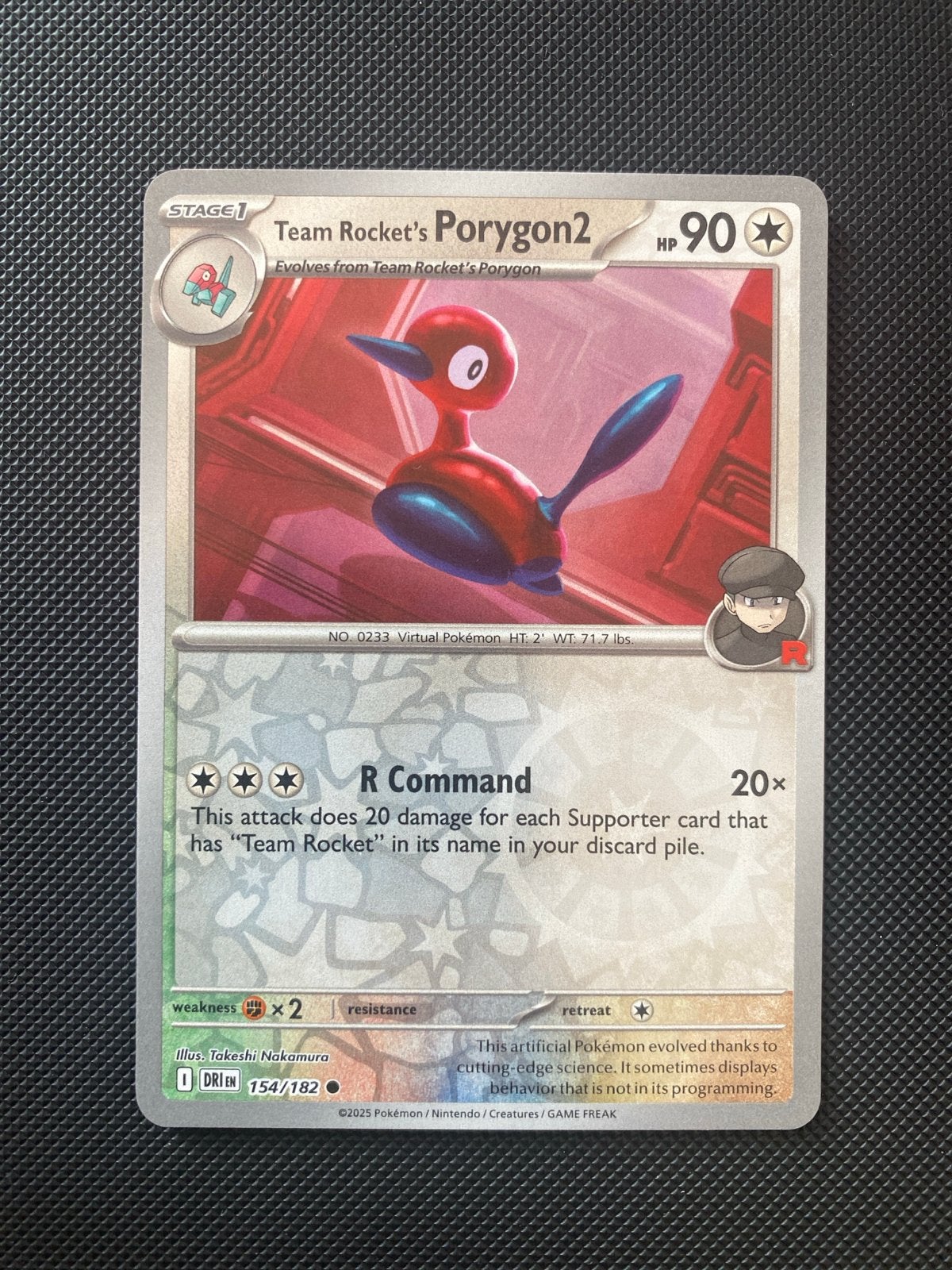 Team Rocket's Porygon2 154/182 Reverse Holo Destined Rivals, Ophalen of Verzenden, Zo goed als nieuw, Losse kaart, Foil