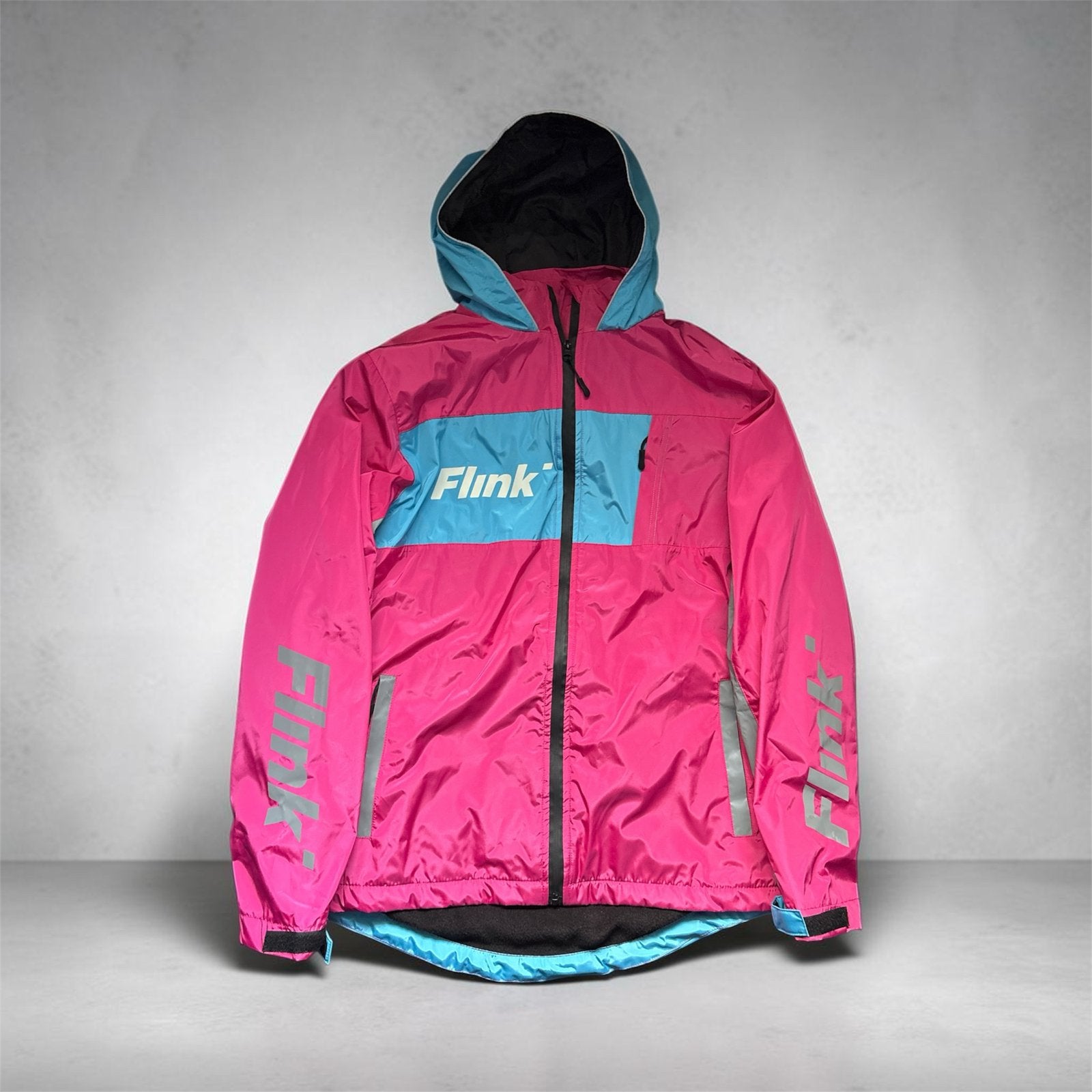 Flink winterjas - Roze/Blauw, Ophalen of Verzenden, Zo goed als nieuw, Maat 38/40 (M), Roze