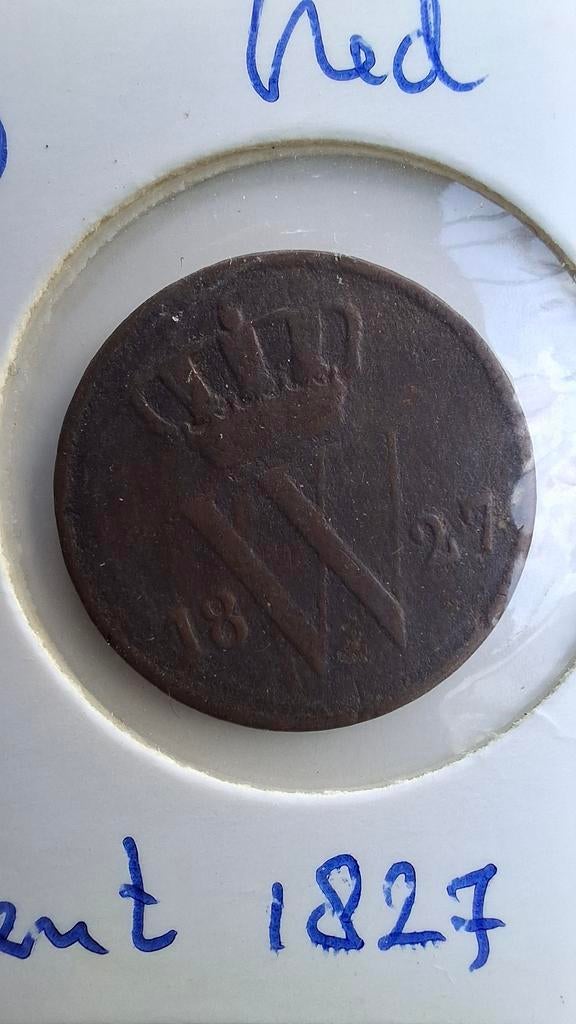 1 Cent Munt Koning Willem I 1827, Postzegels en Munten, Munten | Nederland, Ophalen of Verzenden, Koning Willem I, 1 cent, Losse munt